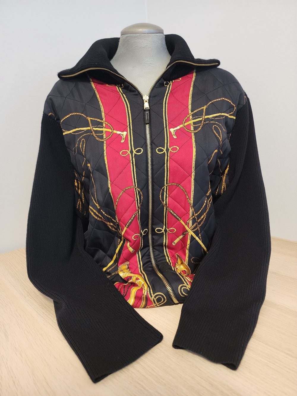Vintage Lauren Ralph Lauren Quilted Equestrian Silk & Wool Zip Jacket XL